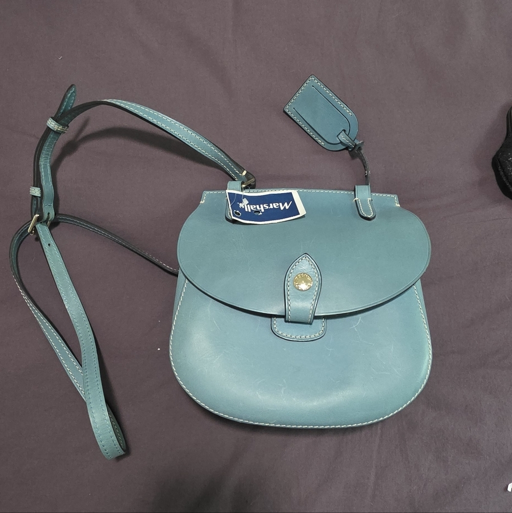 Doondy & Bourke Marshalls Aqua Real Leather Blue Crossbody Bag